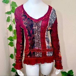 Alberto Makali Multi-print Floral Ruffle Blouse